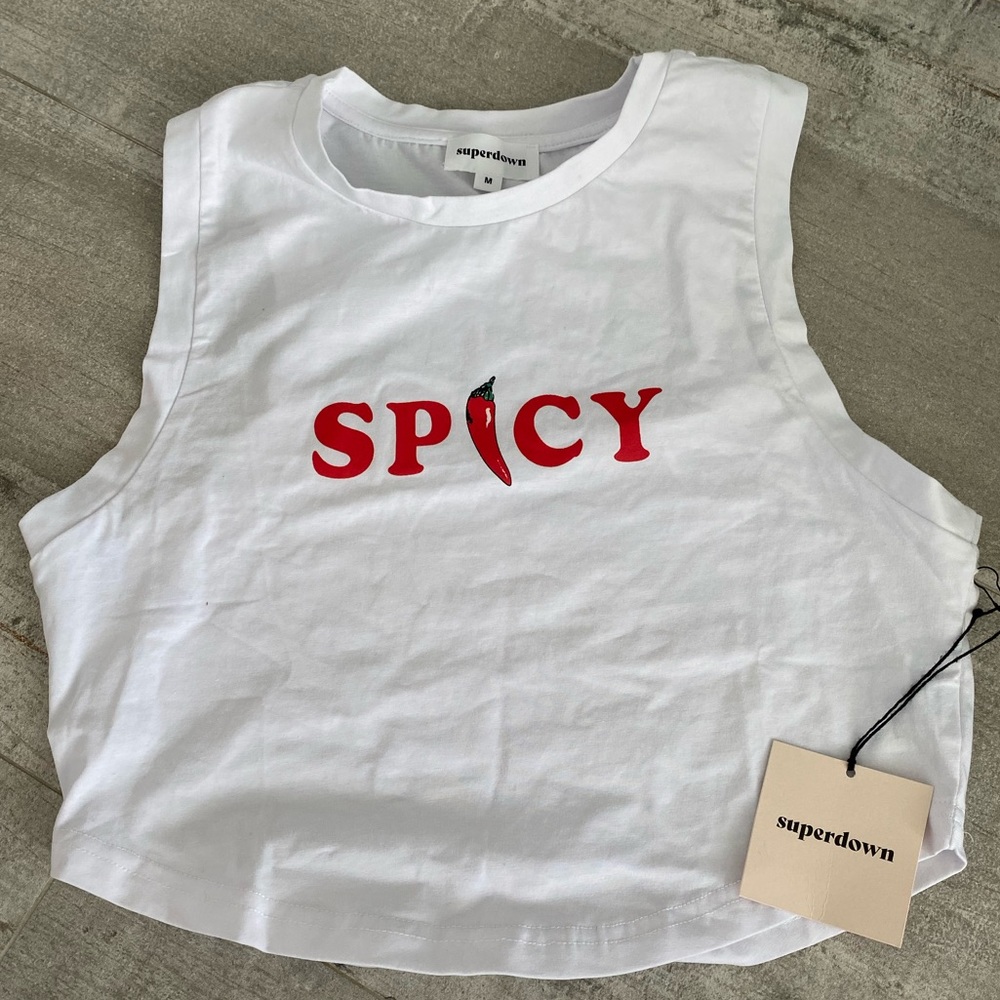 SUPERDOWN WHITE CROPPED TEE